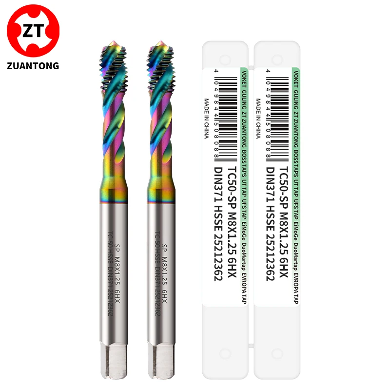 ZUANTONG 1PCS HSSE-M35 DIN 371 376 Standard Spiral Fluted Tap M2 M2.5 M3 M4 M5 M6 M8 M10 M12 M14 M16 Machine Screw Thread Taps