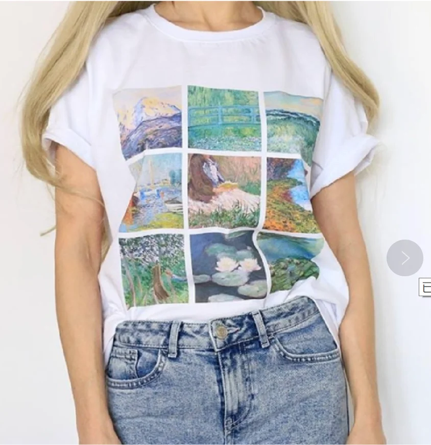 Van Gogh Painting Vintage Fashion Aesthetic White T-Shirt 90s Cute Art Tee Hipster Grunge Top