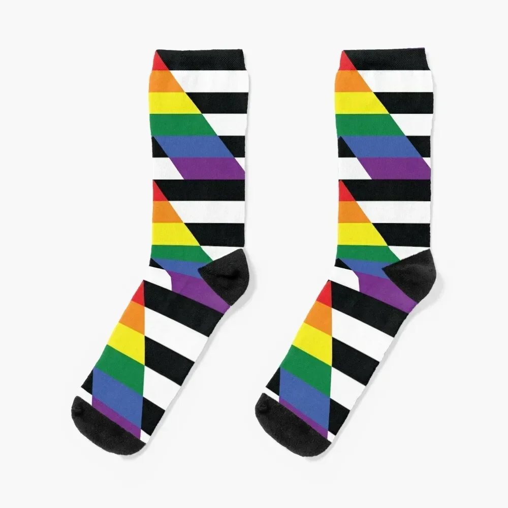 Straight Ally Pride Flag Socks custom sports Stockings man golf sheer Socks For Women Men's