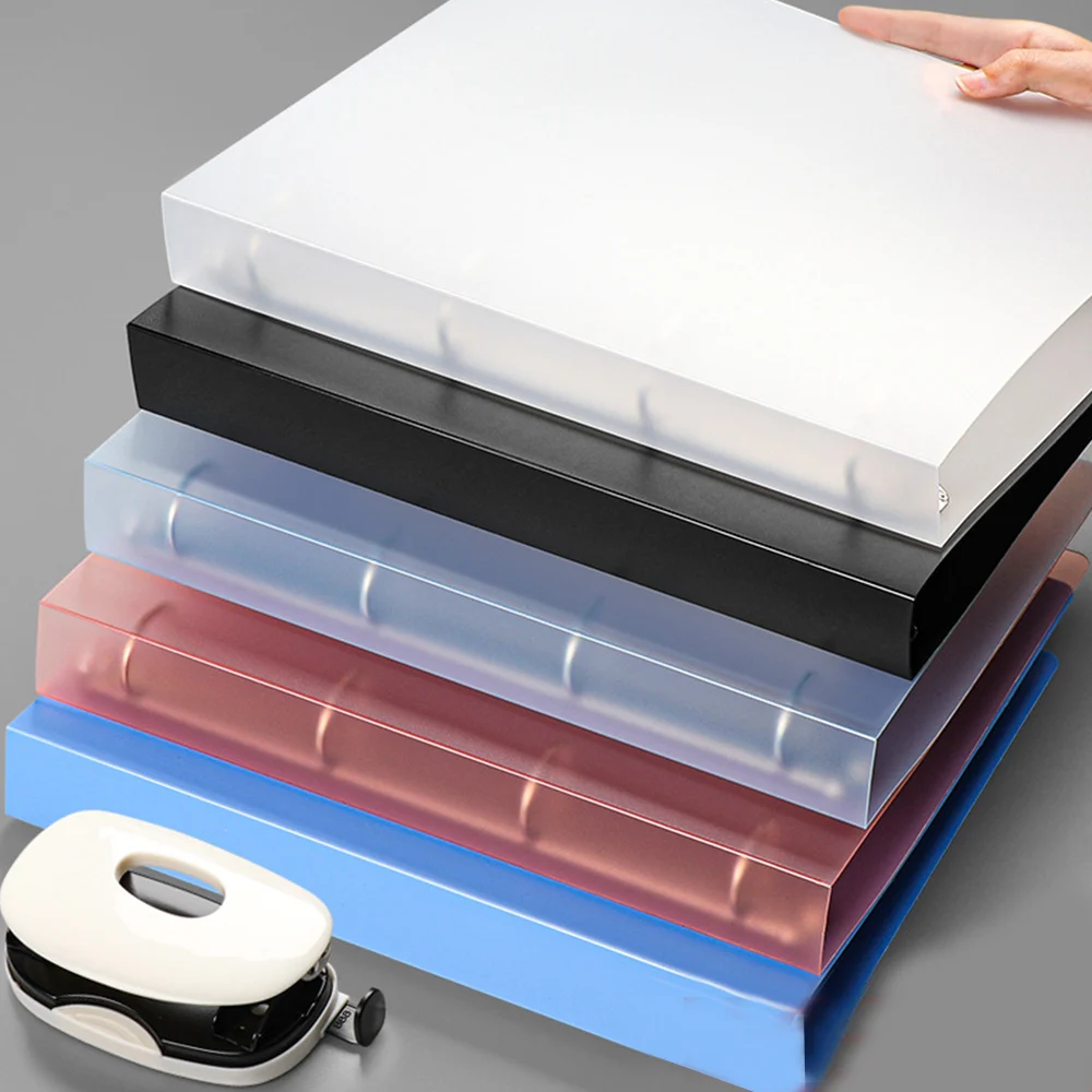 A4 Convenient File Storage Box 4-hole D-type Folder Transparent Binder Learning PP Folder Stationery Detachable Large Capacity