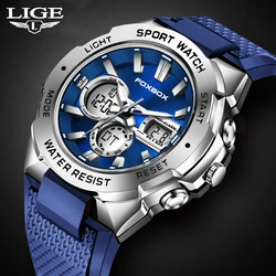 2023 LIGE Luxury Mens Sport Watch Military Waterproof Digital Alarm Chronograph Quartz Wristwatches Male Clock Relogio Masculino