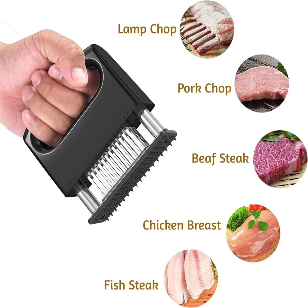 48 Blades Needle Meat Tenderizer Stainless Steel Needles Meat Tenderizer Steak Softener Hammer Kitchen Gadgets Cooking Tools