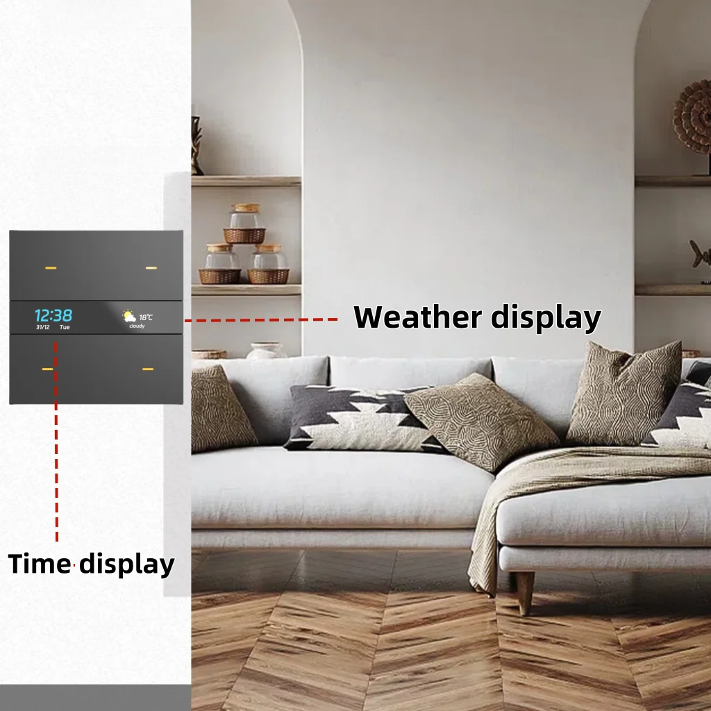 M8Pro Tuya Smart Switch, Zigbee 3.0 Hub: HD Weather/Clock Display, Scene Setting, Multi-Device Control Switch