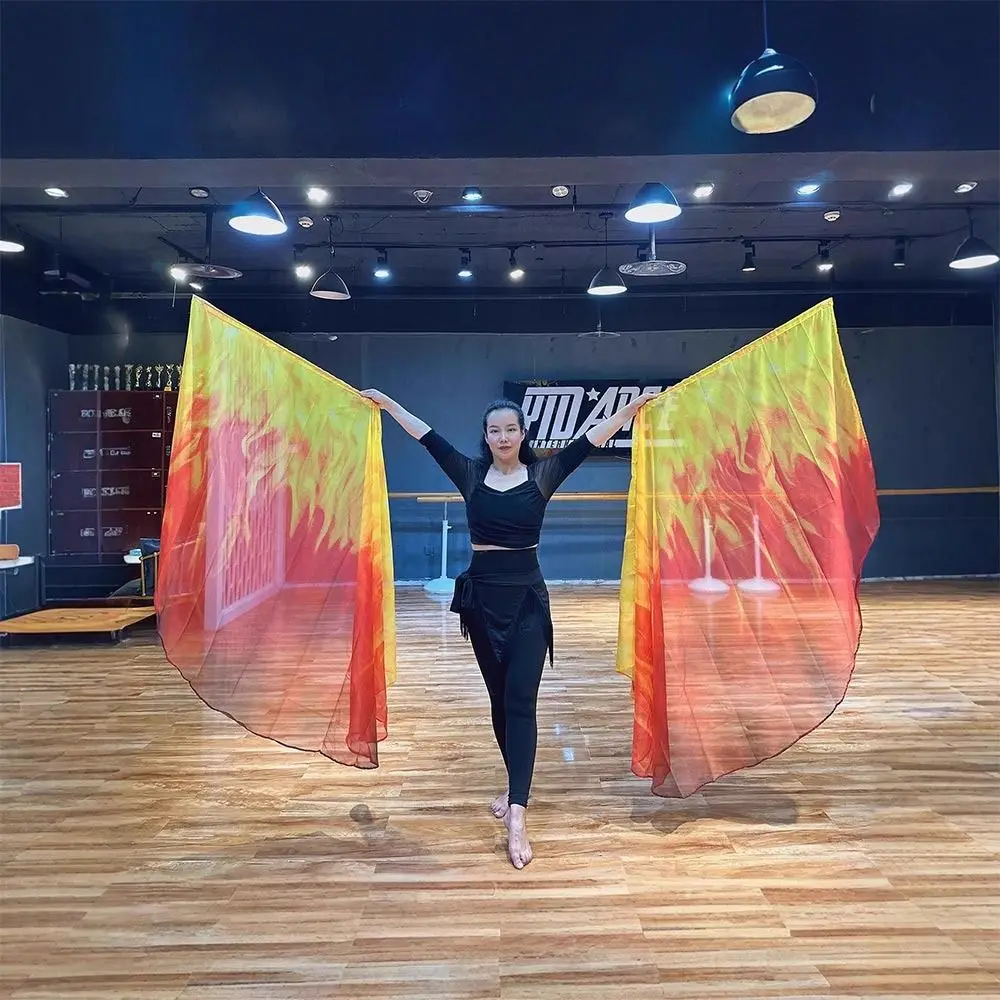 with Telescopic Sticks Belly Dance Accessories Props Multicolor Lightweight Semi-circular Flags Scalable Rods Portable