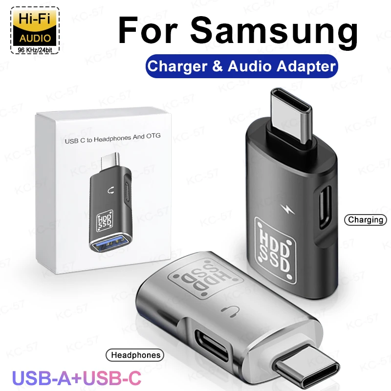 OTG 어댑터 타입 C USB 3.1 U 디스크 리더, 오디오 헤드폰 변환기, USB C 고속 충전기 케이블, 적용 대상 삼성 S24, S23, 아이폰 15 프로용