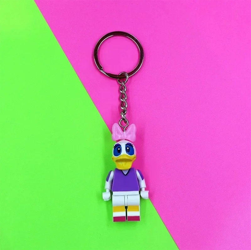 Disney Mickey Animation Doll Keychain Cute Building Blocks Buzz Lightyear School Bag Pendant Unicorn Toy Story Gift Wholesale