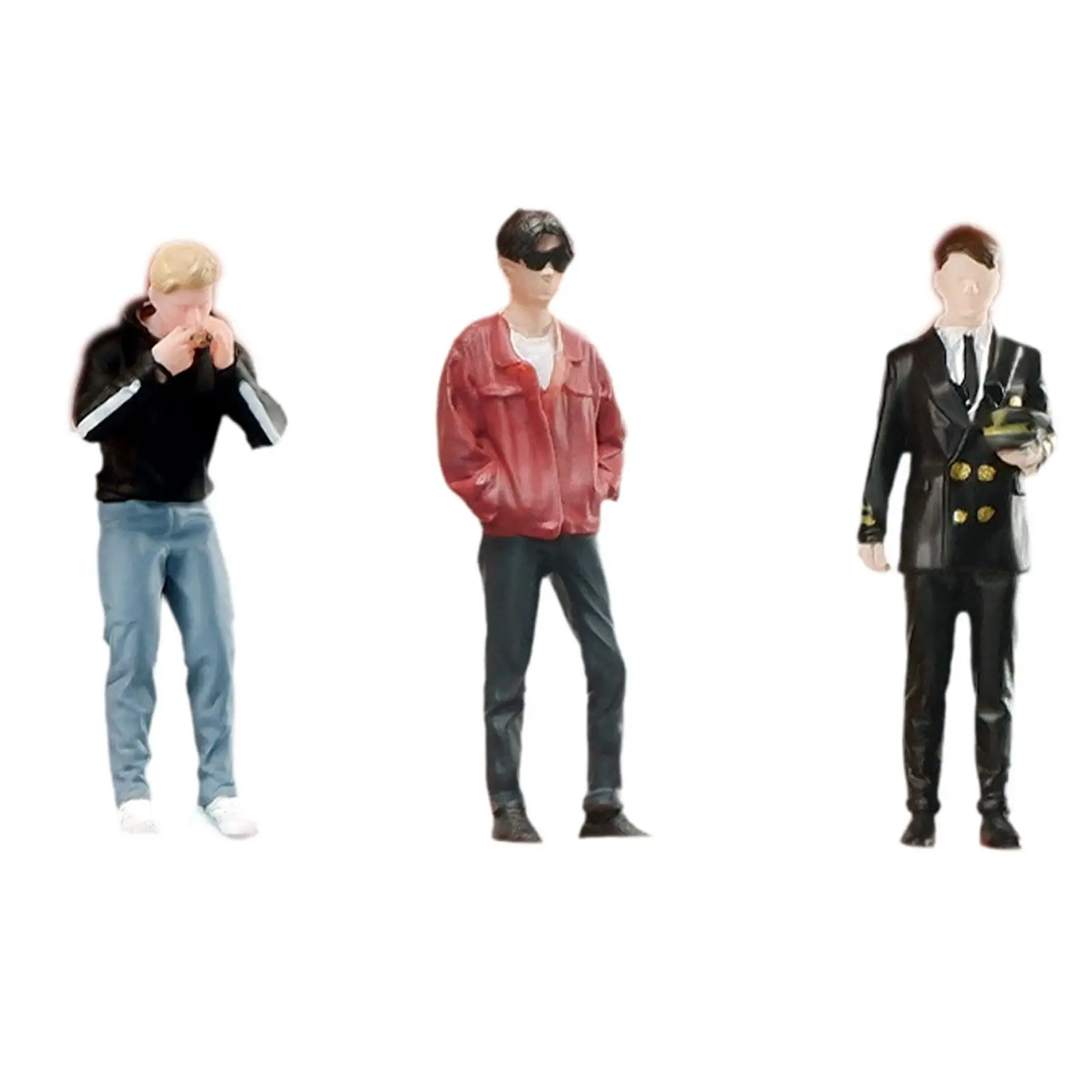 1:64 Scale Boy Figure Pose Scene Miniature People Model Ornament Trains Architectural Painted Figures Miniature DIY Scene Decor
