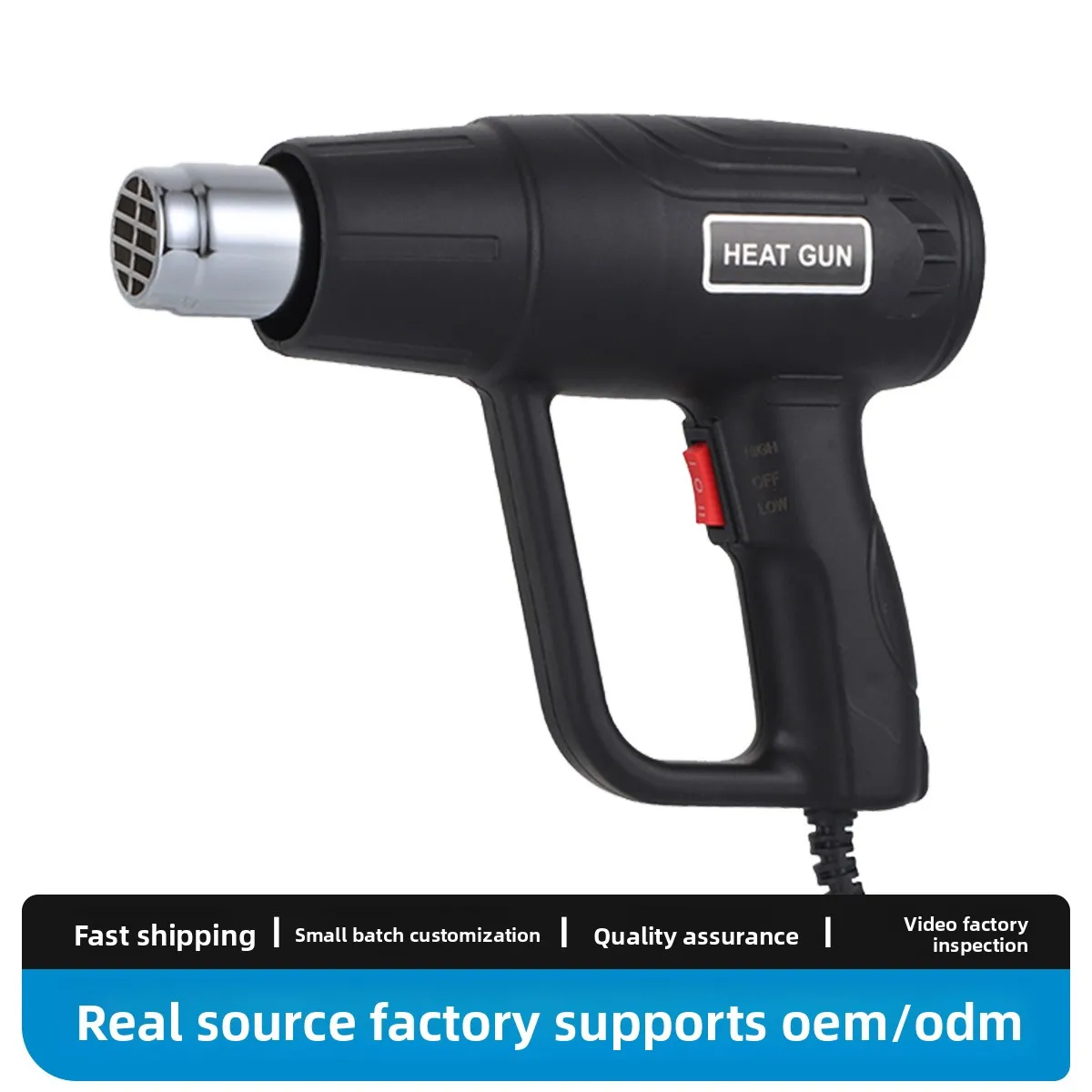 2000W Heat Gun Two Speed Temperature Control 300 to 520 Celsius for Car Film Wrapping Vinyl Installation Shrink Tubing with