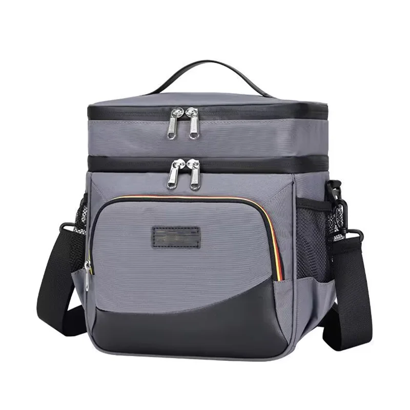 

Многофункциональные двухслойные сумки-холодильники для обеда для женщин и мужчин, большая вместительная коробка для обеда для путешествий, пикника с плечевым ремнем ﻿