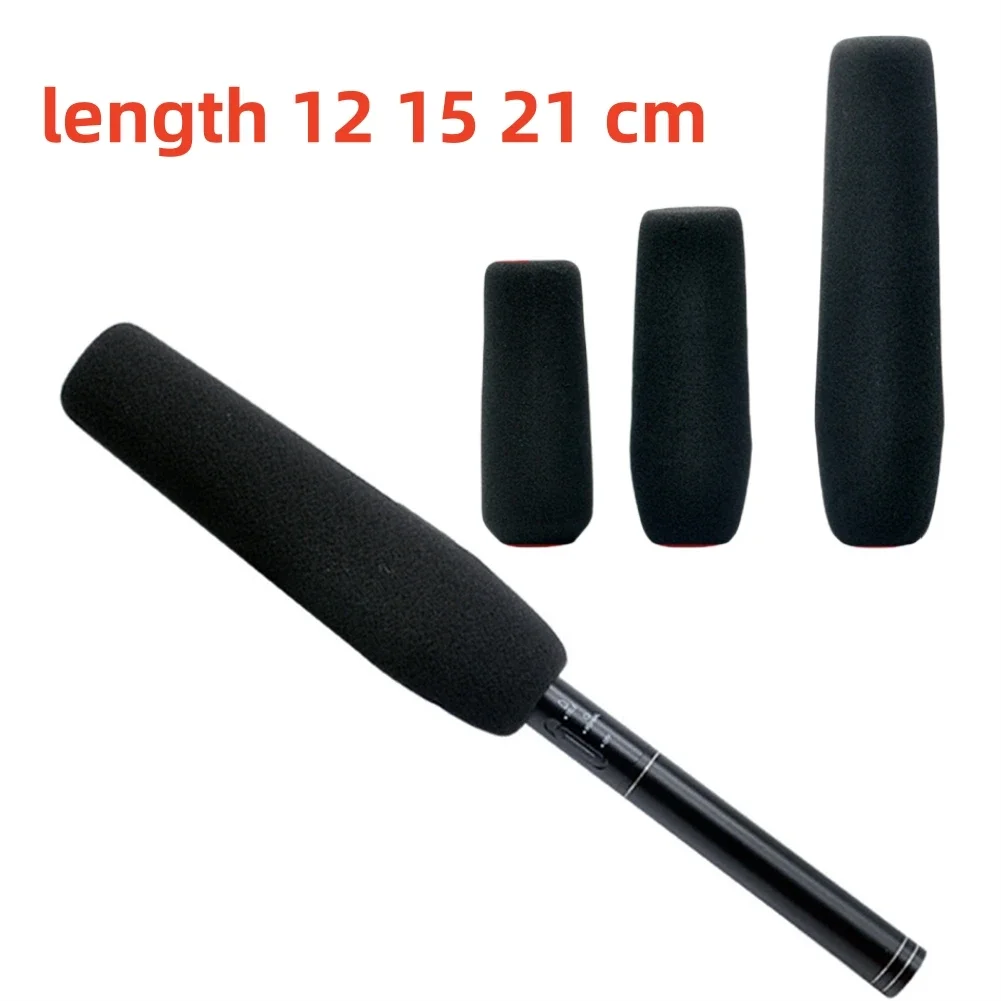 Mic Cover Microphone Windscreen Sponge Foam Cover For Mic Long Interview Camera Mic Black 12cm 15cm 22cm