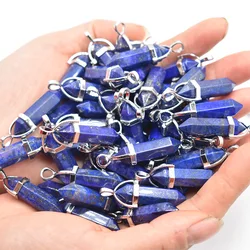 Wholesale 12 24 50pcs/lot 2022 trendy natural lapis lazuli bullet shape point Chakra charms pendant for jewelry making free