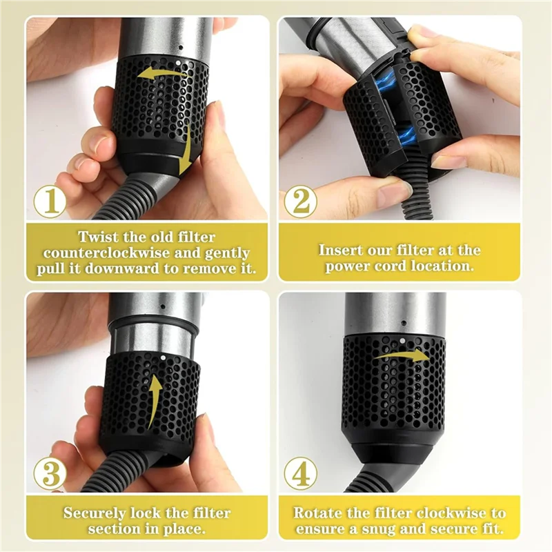 AT59 2X المغناطيسي الخارجي قفص مرشح غطاء ل دايسون Airwrap HS01/HS05 دائم استبدال مرفق مصفف شعر تصفية #4