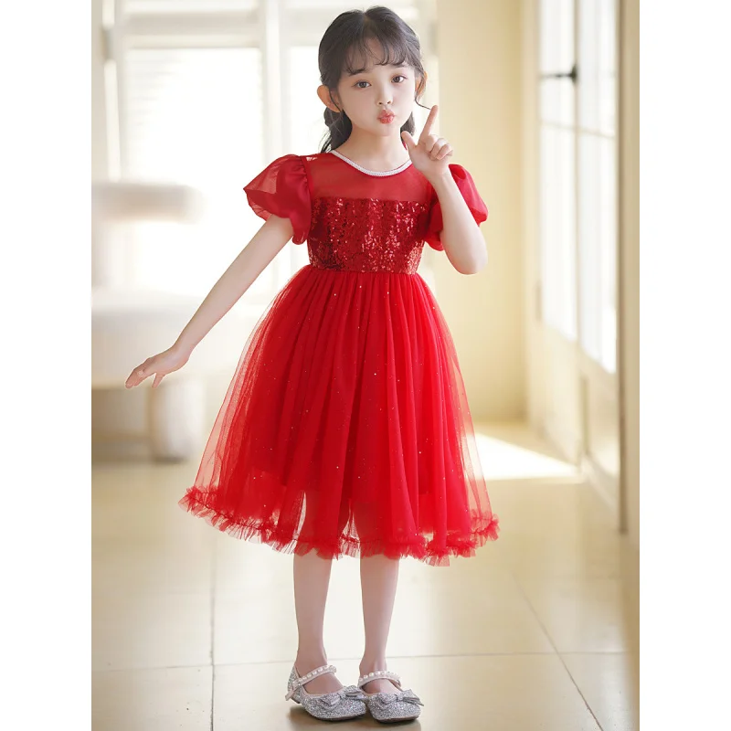 

Summer Children's Dress Princess Dress New White Big Bow Dress Kindergarten Choir Performance Dress