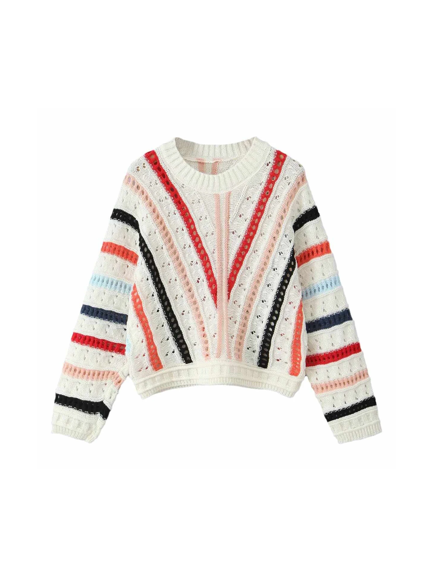 

Women White Striped O-Neck Jumper Sweater Vintage 2000s Y2k Pullover Knitwear Long Sleeves Cashmere Sweater Autumn Clothes 2025