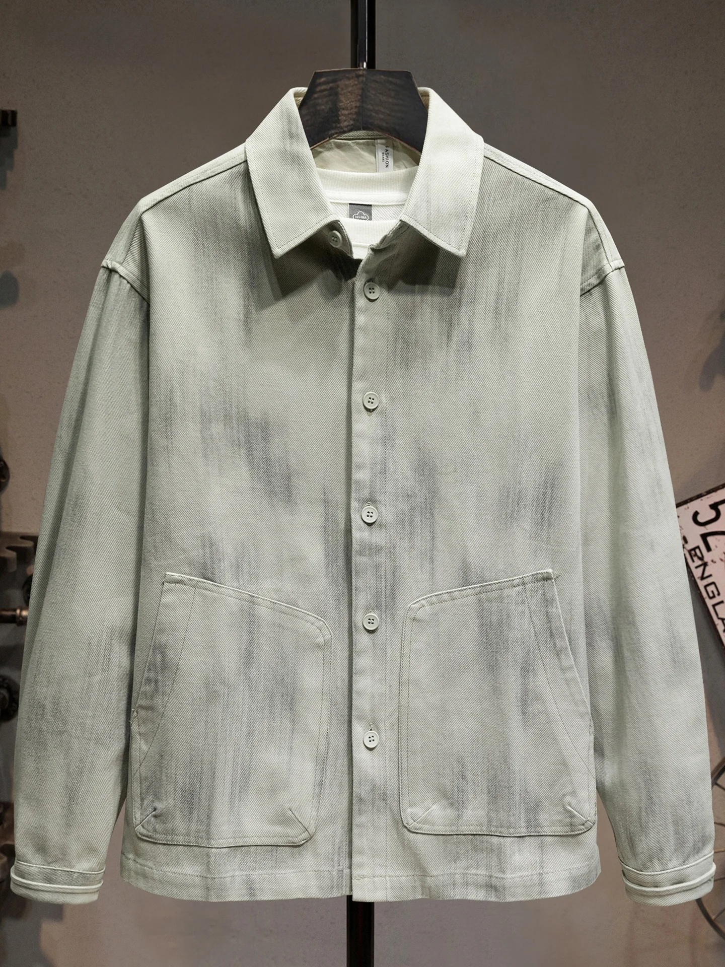 

Retro American Dyed Casual Jaet Men's New 2025 Large ket Trendy Versatile High-End Collar Long Sve Outerwear