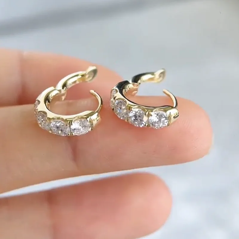 9K/14K/18K Yellow Gold Lab Created Diamond Drop Earrings VS/VVS Round Cut Lab Diamond Hoop Earrings Fashion Jewelry For Women - view 4