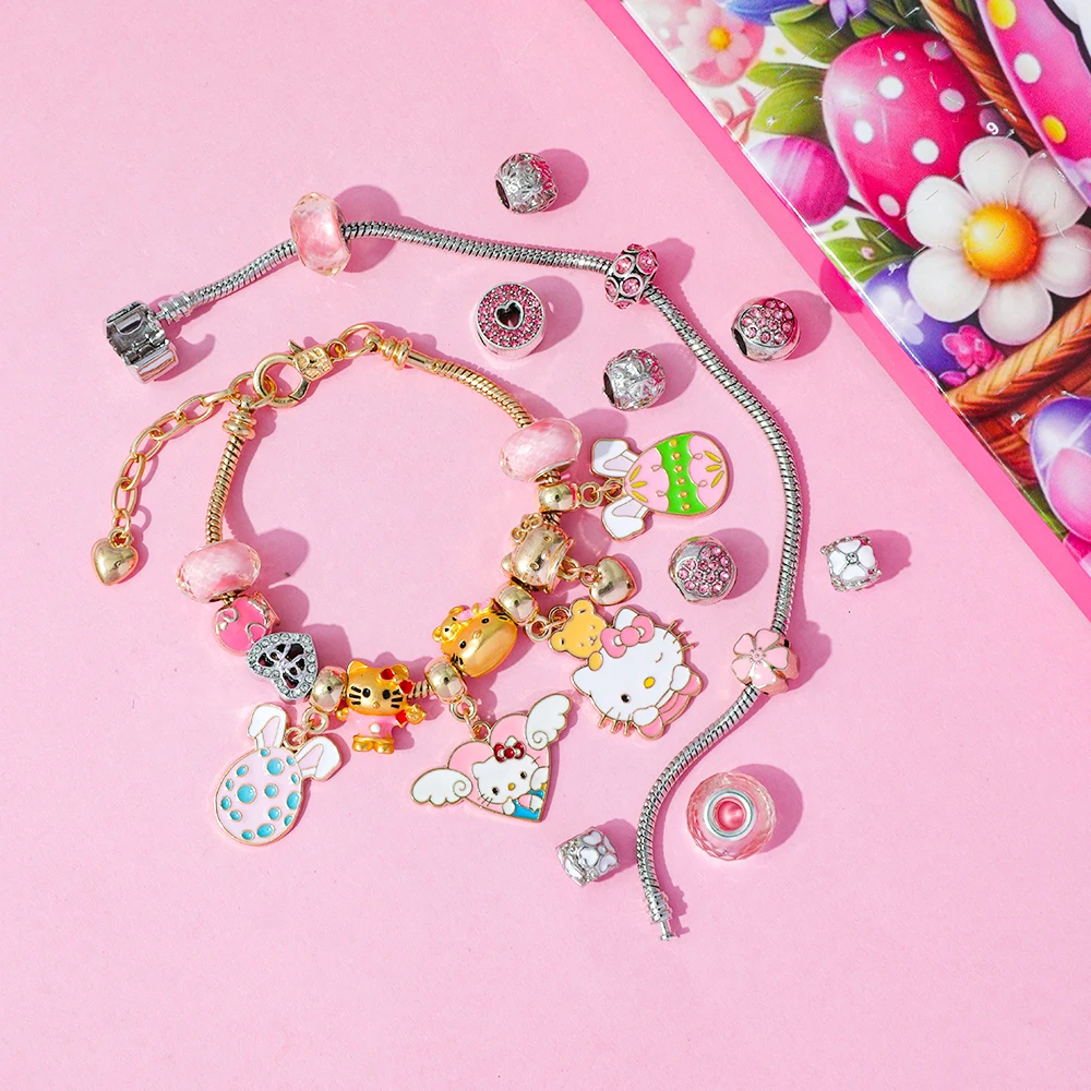 패션 산리오 헬로키티 참 피규어 달콤하고 귀여운 블라인드 박스 어드벤트 서프라이즈 DIY 펜던트 애니메이션 액세서리 장난감 친구 선물