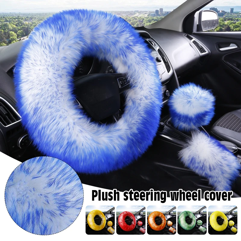 

3Pieces/set Fluffy Plush Car Steering Wheel Cover Winter Warm Auto Parts Supplies Universal Steering Wheel Covers Decoration