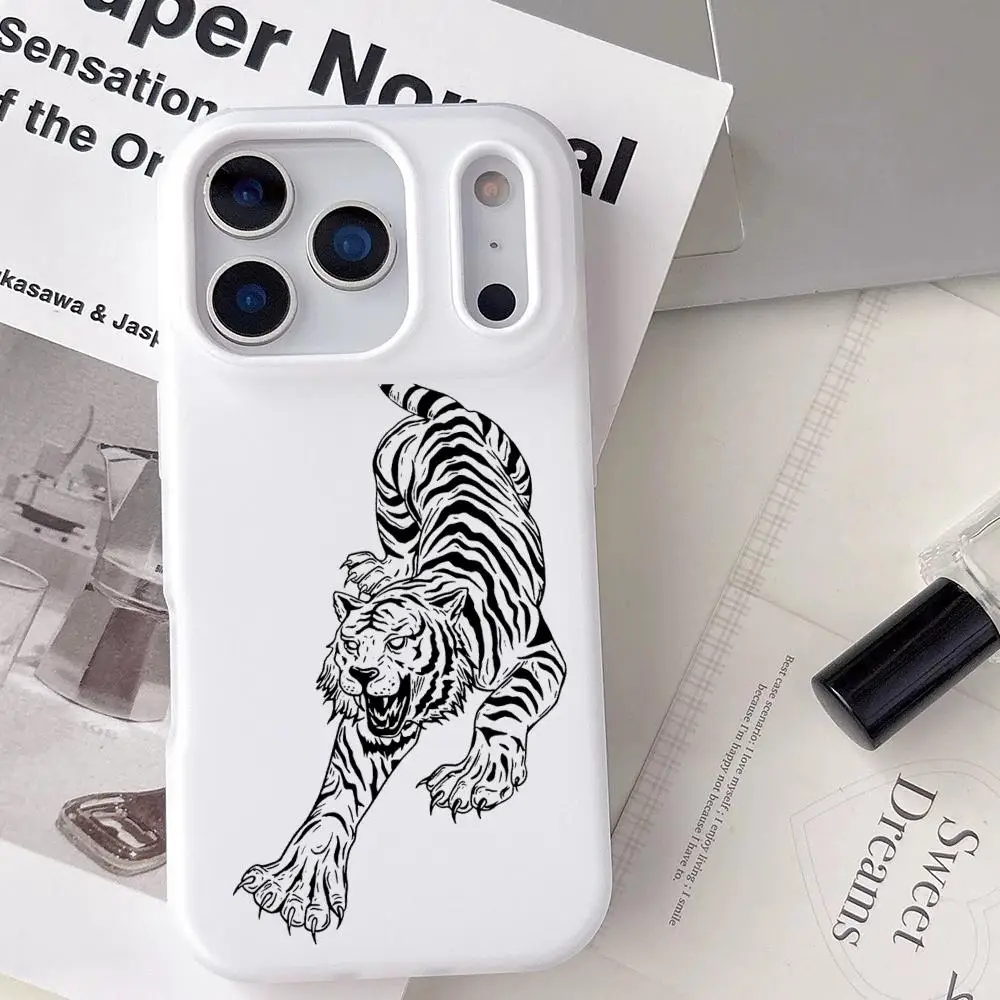 Capa de Celular Fashion Cool Tiger para iPhone 11–17 Pro Max Plus Mini, Capa Transparente de Gel Macia em TPU à Prova de Choque