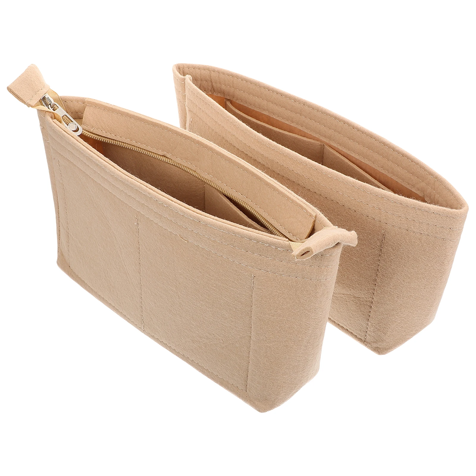 

2pcs Felt Storage Liner Bag Insert for Handbags Purse Organizer with Zipper Open Design Portable Cosmetics Travel Tote Bag