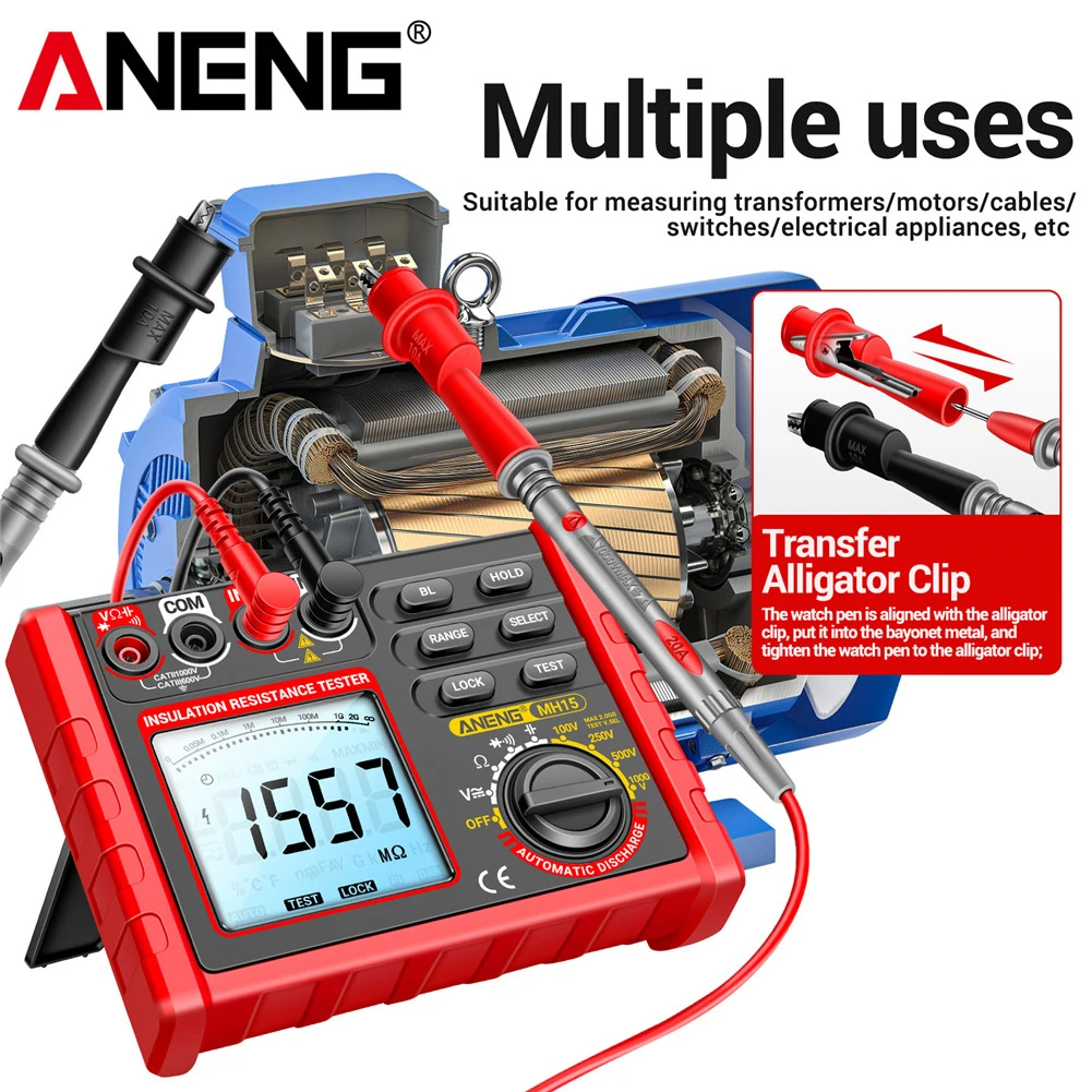 ANENG MH15 Digital Insulation Resistance Meter Automatic Discharge AC/DC Voltage Tester Voltmeter Megohmmeter Tester Tools