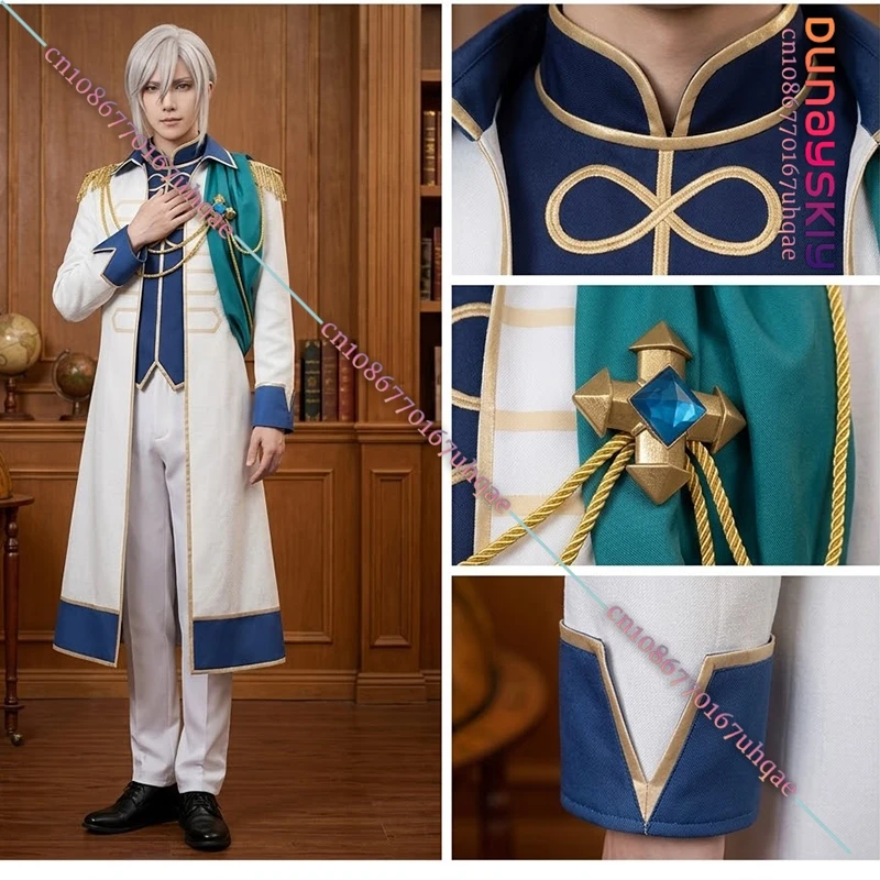 

SAIKOU*/Renato Cosplay Anime The Fish I Missed Was Big, But I Caught Another Fish Was Too Big Prince Uniform White Suit Wigs