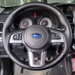 Hand Stitched non-slip Genuine Leather Suede Car Steering Wheel Cover For Subaru Legacy Outback XV Forester 2015 2016 Interior