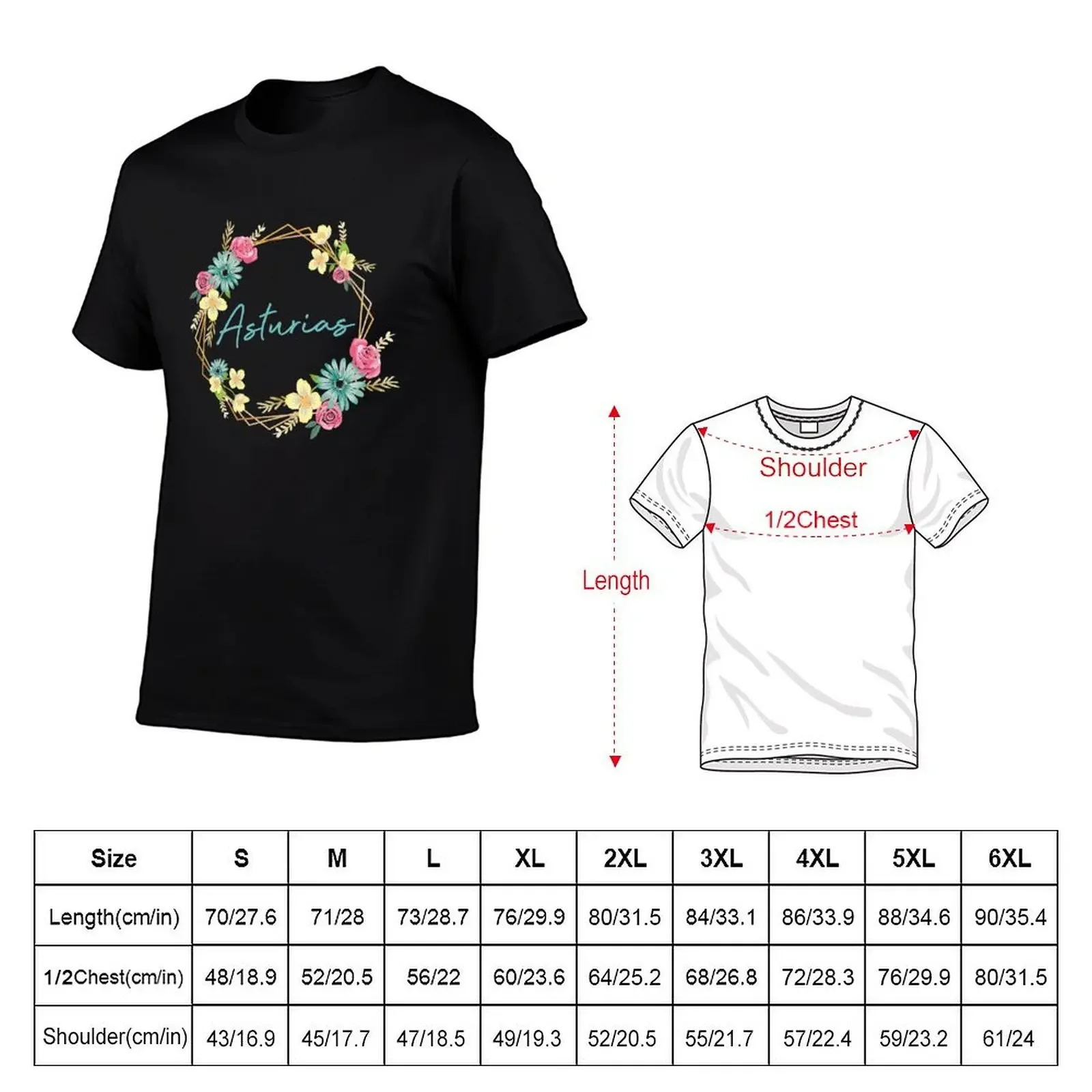 Asturias floral T-Shirt blacks summer clothes sublime graphic t shirt vintage mens t shirts casual stylish