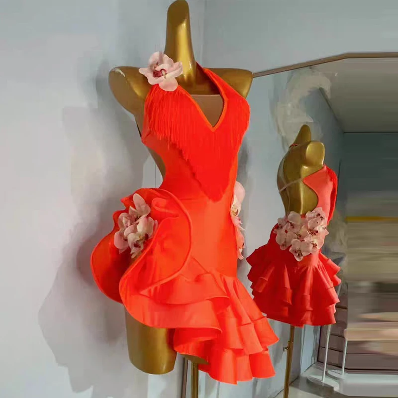 2025 ใหม่เต้นรําบอลรูม Professional ชุดเดรสหญิงละตินเต้นรํา Fringed เครื่องแต่งกายเด็กมาตรฐานแห่งชาติ Latin Dance 12661