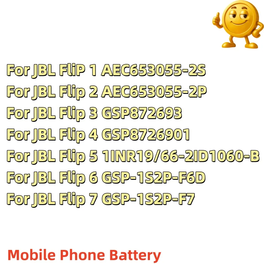 New AEC653055-2S AEC653055-2P GSP872693 GSP8726901 1INR19/66-2ID1060-B GSP-1S2P-F6D For JBL FliP 1 2 3 4 5 6 7Wireless Bluetooth