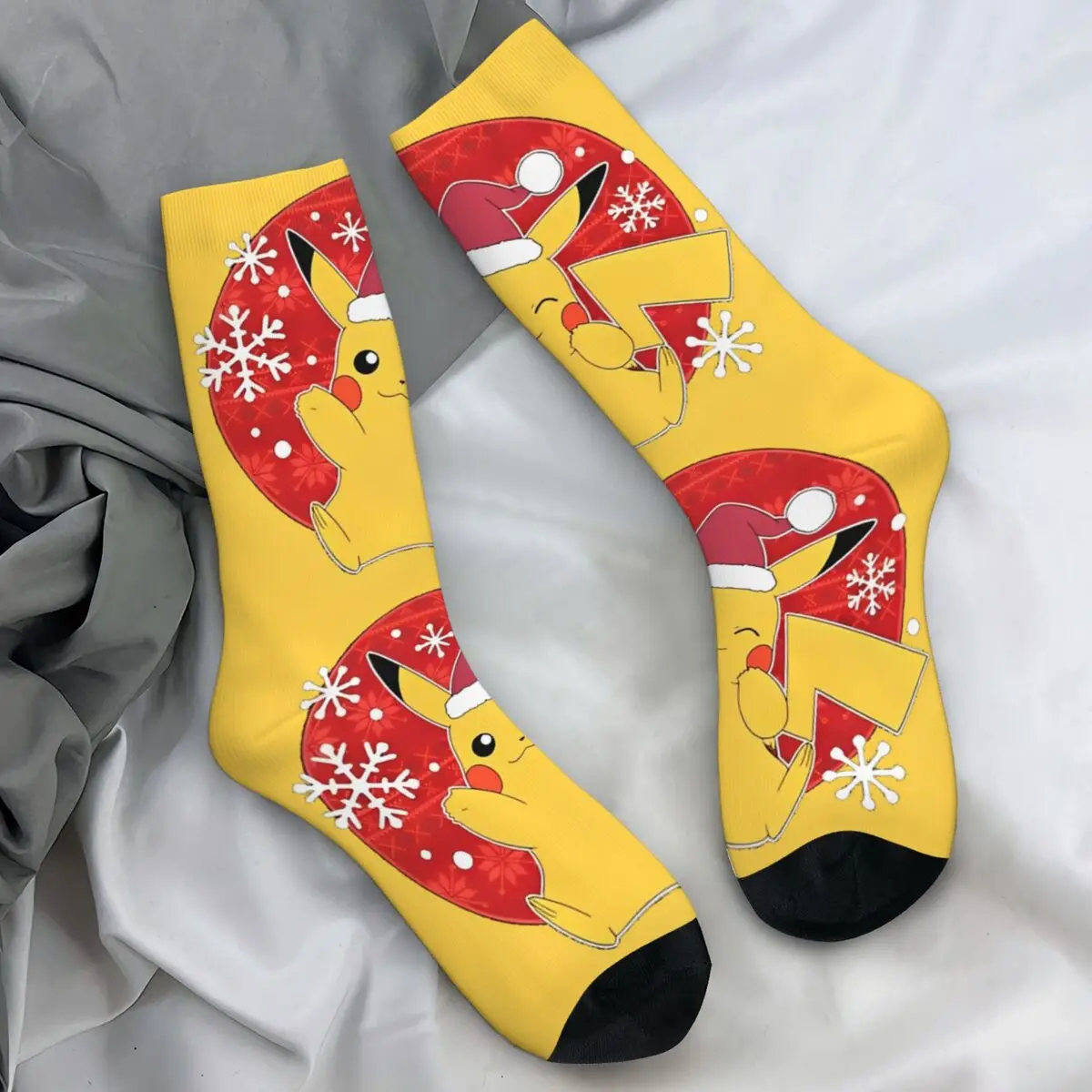 Xmas Pikachu Stockings Men Merry Christmas Socks Breathable Novelty Socks Spring Outdoor Anti Sweat Printed Socks Birthday Gift