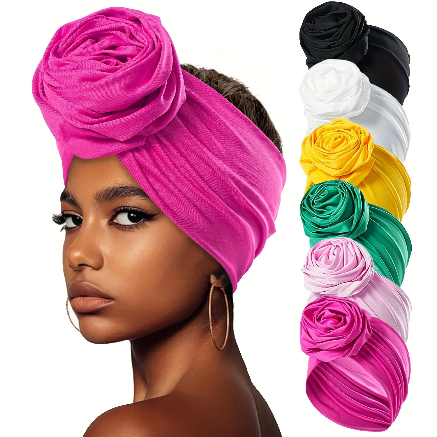 6-Piece Set of Rose Flower Headbands: Women's Loose Elastic Headscarf - Cute and Sweet Style, Suitable for Various Occasions