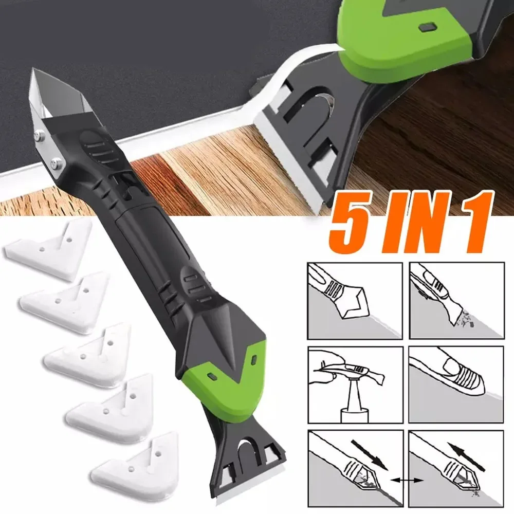 5 in1 Silicone Remover Sealant Smooth Scraper Caulk Finisher Grout Kit Tools Floor Mould Removal Hand Tools Set Accessories