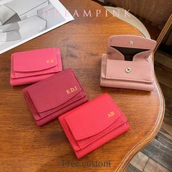 Personalizza portafoglio da donna piccolo nome personalizzato portamonete da donna in vera pelle portamonete corto Fancy RFID piegato porta carte di credito da donna
