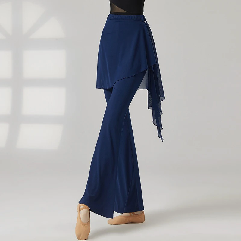 Zweiteiliges, figurbetontes Tanz-Übungs-Outfit, Rockhose mit der Bauchbedeckung, klassische Tanzbekleidung für Damen