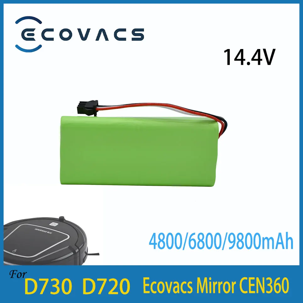 

Ecovacs 1-2 Pack 14.4V 4800/6800/9800mAh NI-MH Battery For D730 D720 Ecovacs Mirror CEN360 Robot Vacuum Cleaner Parts