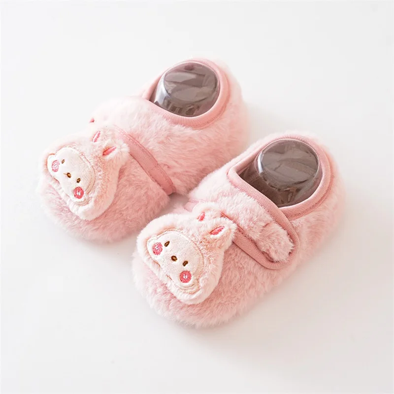 Baby Flats, Cartoon Animal Soft Sole Furry Non-slip Walking Shoes Toddler Shoes for Girls Boys