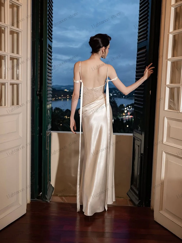 Anmutige Abendkleider, bezauberndes Abendkleid, Spitzenapplikationen, Spaghettiträger, Roben, glamourös, Vestidos De Gala, individuell gestaltet 2026