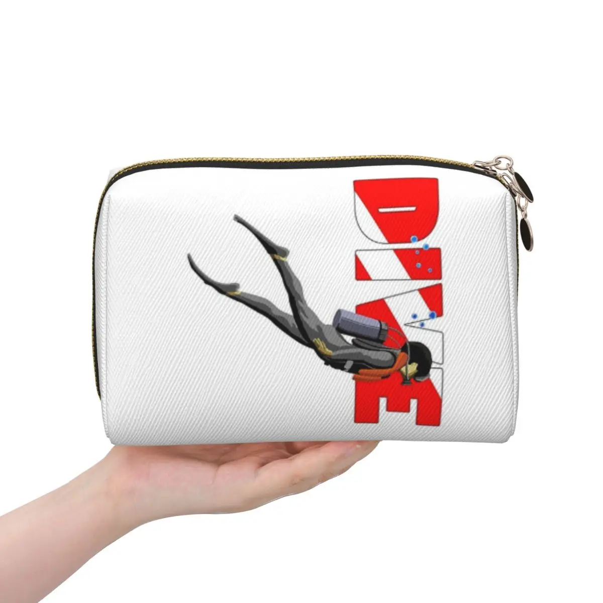 Dive Scuba Diver Women Cosmetic Bag Travel Makeup Organizer Pouch Toiletry Storage Dopp Kit Case