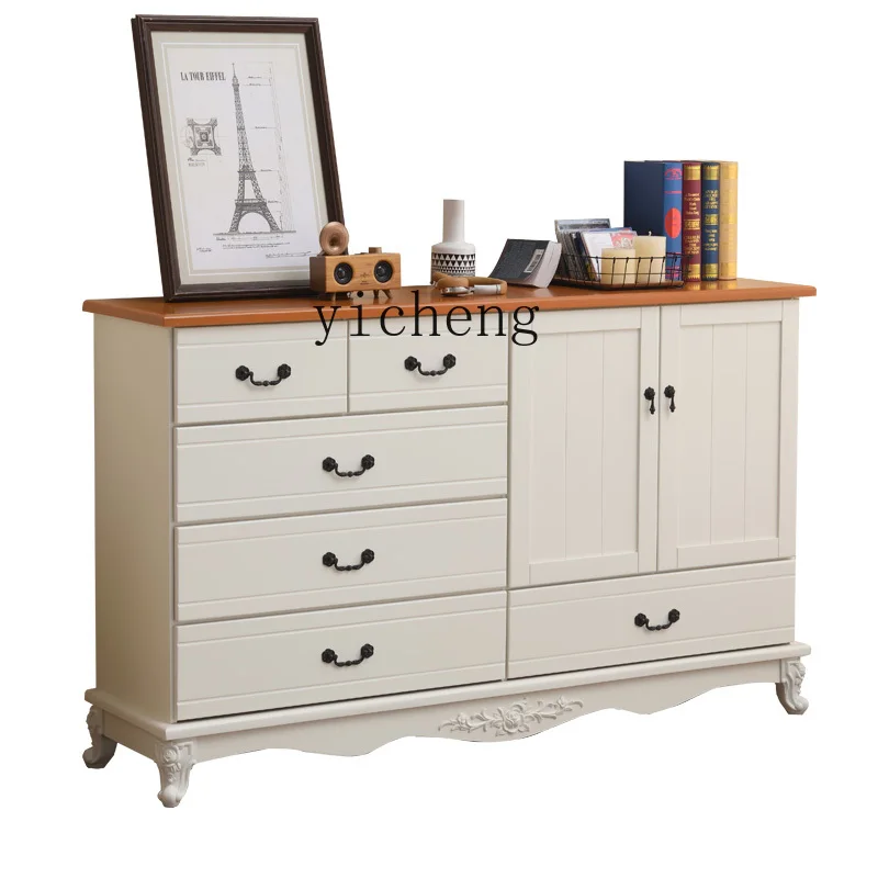 

XC Chest of Drawers Solid Wood Living Room Cabinet Simple Modern Locker Storage Cabinet Solid Wood Five Bucket Bedroom