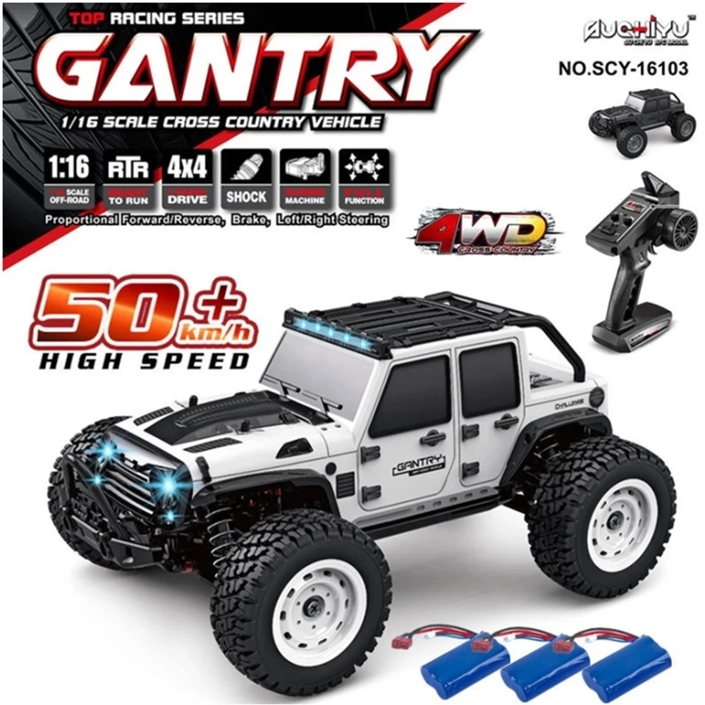 

16103 Rc Cars 50km/h 1/16 Fast Off Road 4WD with LED Headlights 2.4G Waterproof Remote Control Monster Truck 16104 Speed Cars