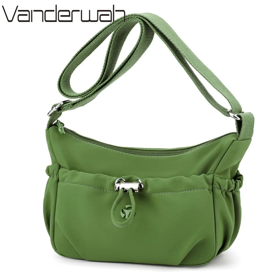 

Whaterproof Nylon Lightweight Shoulder Bag with Front Elastic Ruched Detail Small Casual Crossbody Bag for Mother Daily Use Sac