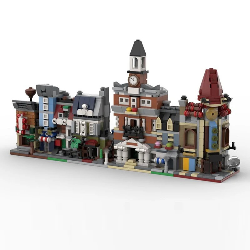 City Street View Model MOC Building Bricks Architecture Mini Modular Technology Children Holiday Gifts Assemble Toys Suit