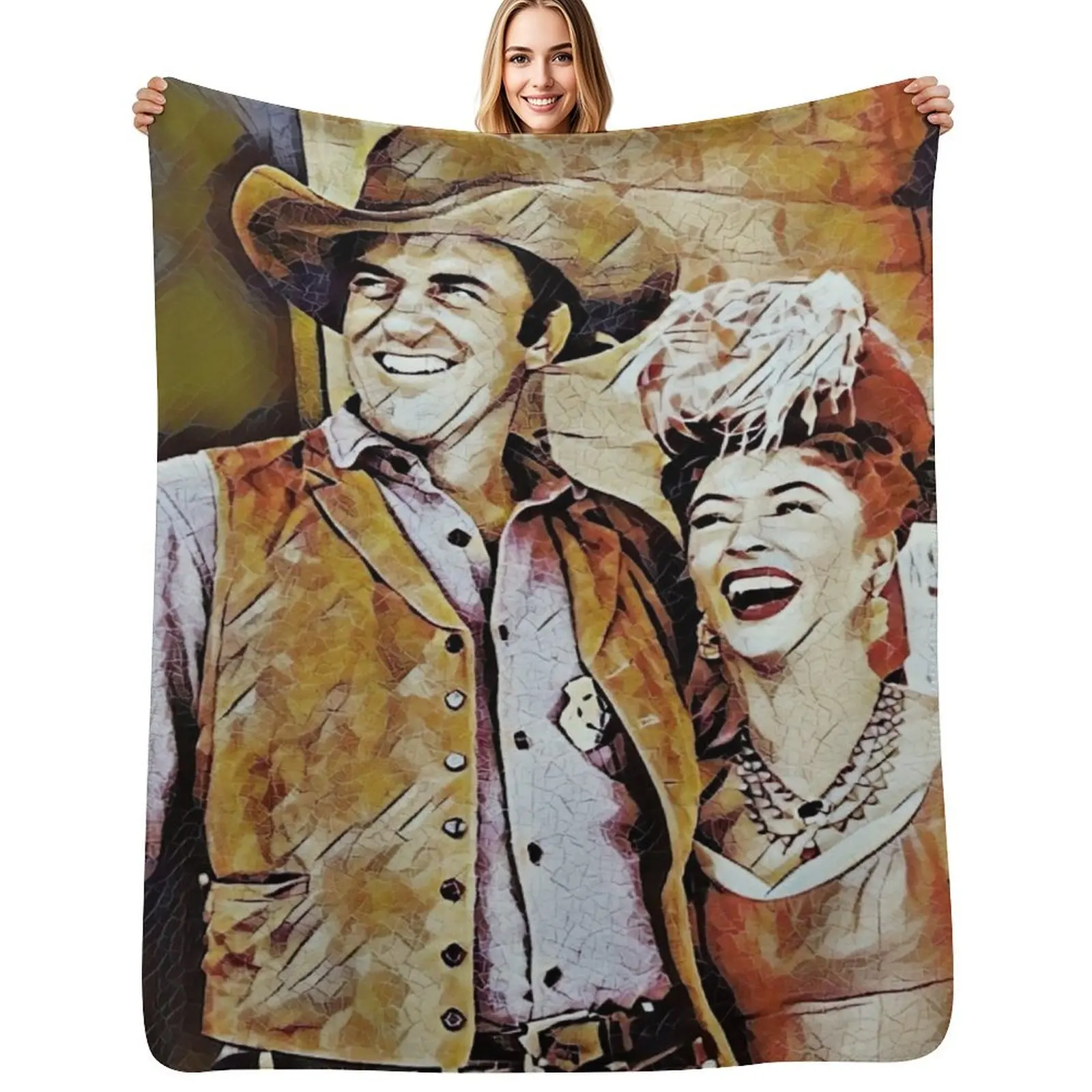 Gunsmoke - Cobertor Elegante e Quente com Estampa de Marshall Dillon e Miss Kitty para Hotel e Casa