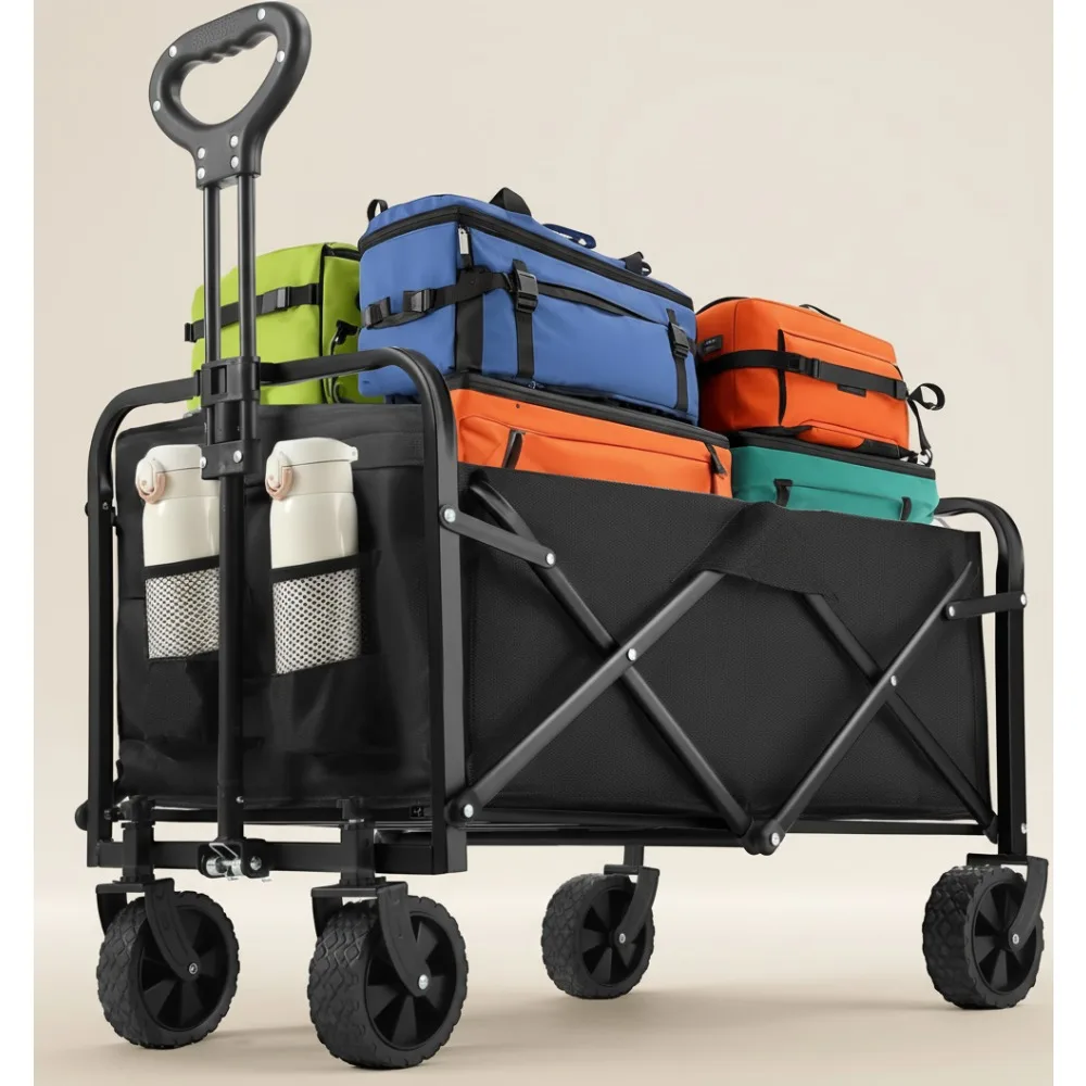 

Heavy Duty Collapsible Wagon Cart 220lbs Foldable Portable All-Terrain Wheels for Beach Camping Shopping Outdoor Family