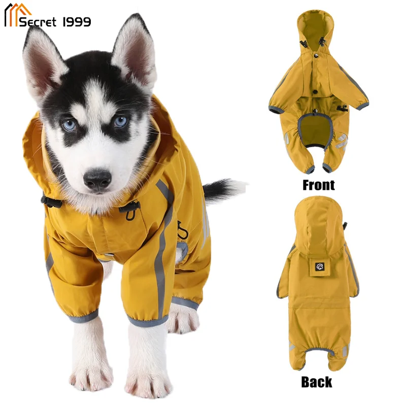 

Waterproof Dog Raincoat With Hood For Puppies Waterproof Pet Poncho With Reflective Strap Lightweight Dog Jacket With Leash Hole