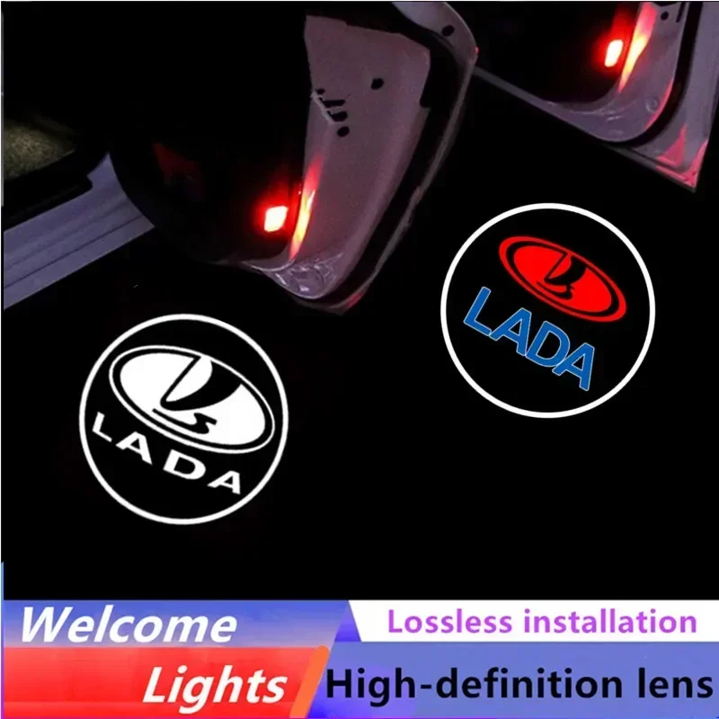 2PCS Car Door Logo Light Led HD Projector Lamp For Lada Priora Sedan Vesta Largus Granta Niva 4x4 Xray Car Goods