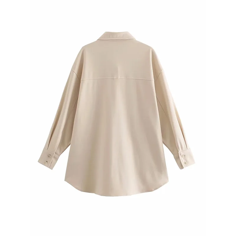 JNLEAOG Autunno New Faion Casual Cappotto in puro colore Colletto alla coreana Design versatile Fibra di poliestere Lungo Sve Girls irt