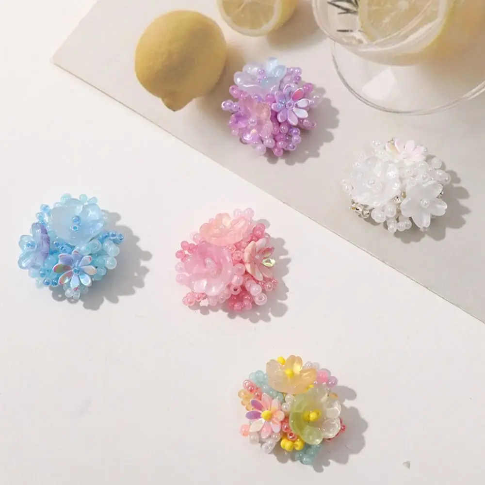 3D Design Flower Patches Non Slip Sturdy Transparent Jelly Beaded Applique Wholesale Pack Exquisite Beaded