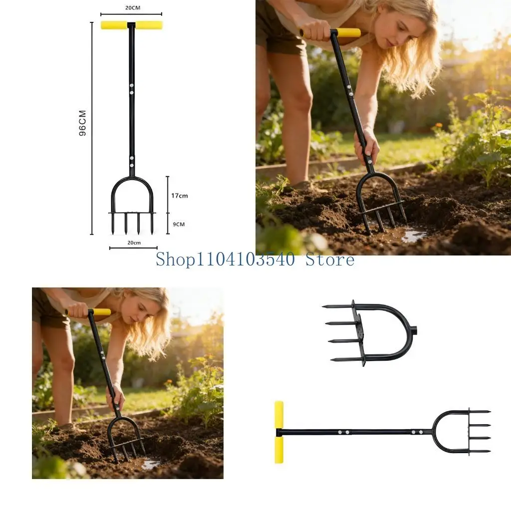 02DC High Quality Carbon Steel Manual Garden Fork With 4 Strong Prongs For Better Soil Health
